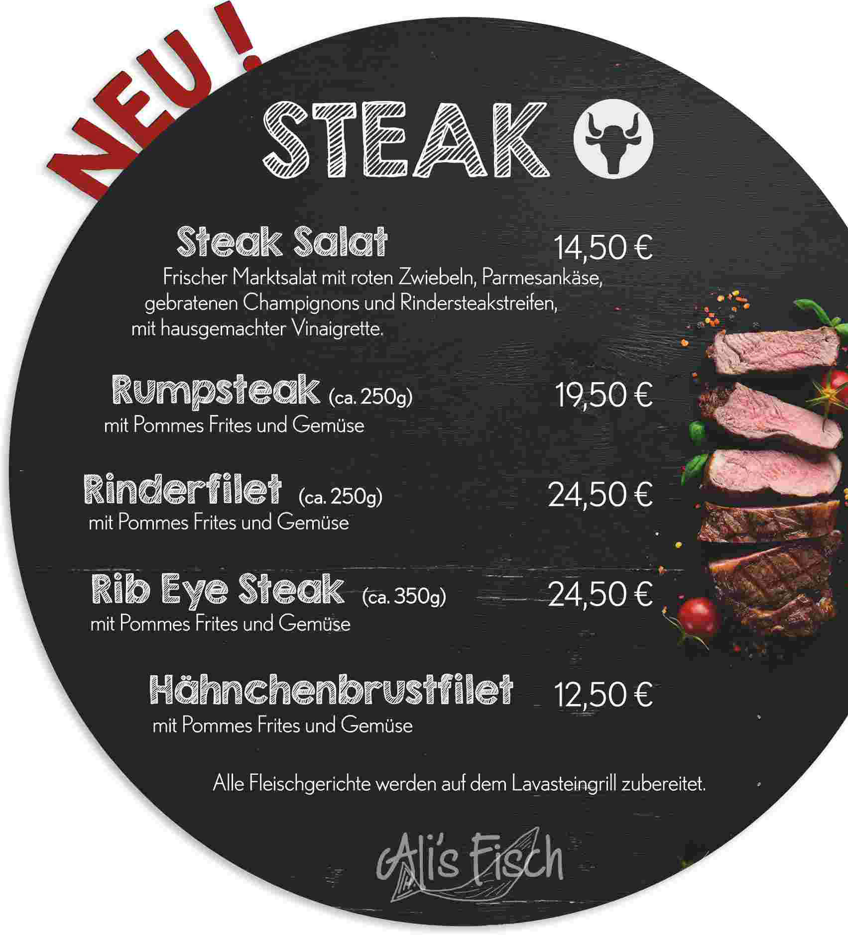 Speisekarte Alis Steak Web Modul 2020